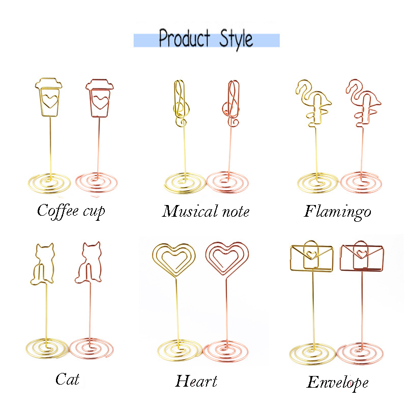 10pcs Table Number Holder Various Shapes Place Cards Holders Stands Photo Note Clips for Wedding Birthday Event Reception Decor