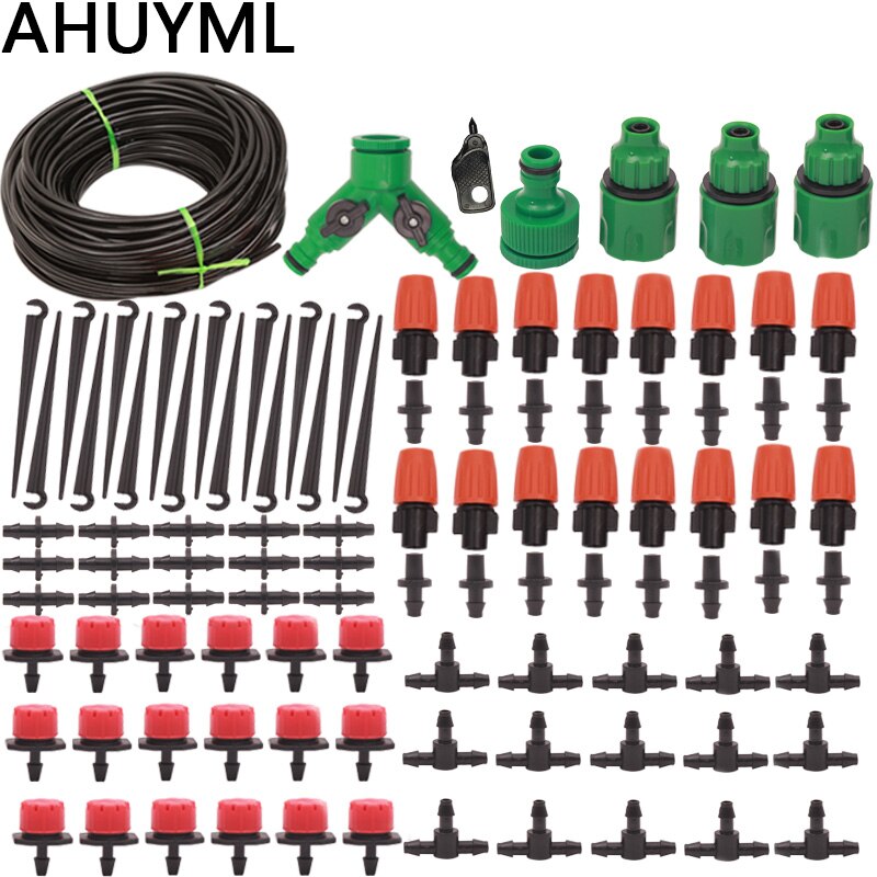 30M 50M Micro Drip Irrigation+Spray Watering Kits System Automatic Adjustable Dripper Atomizer Potted Plant Garden Greenhouses