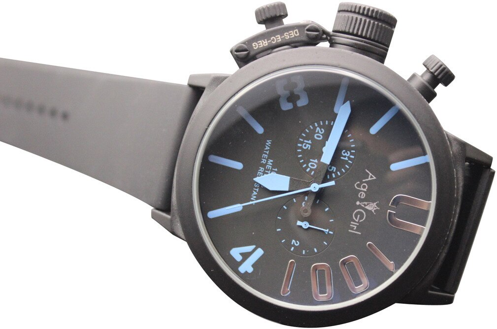 Klassieke heren sporthorloge met zwarte rubberen klassieke u-vorm, automatisch mechanisch, zelfopwindend horloge met linkse haak, big 50mm boat horloges: 4