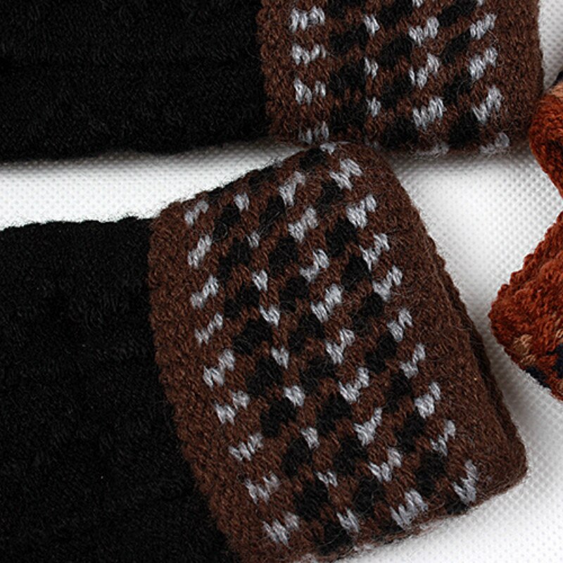 Winter Gloves Men Knitting Touch Screen Thicker Keep Warm Mens Mittens Males Patchwork Glove Simple Chic