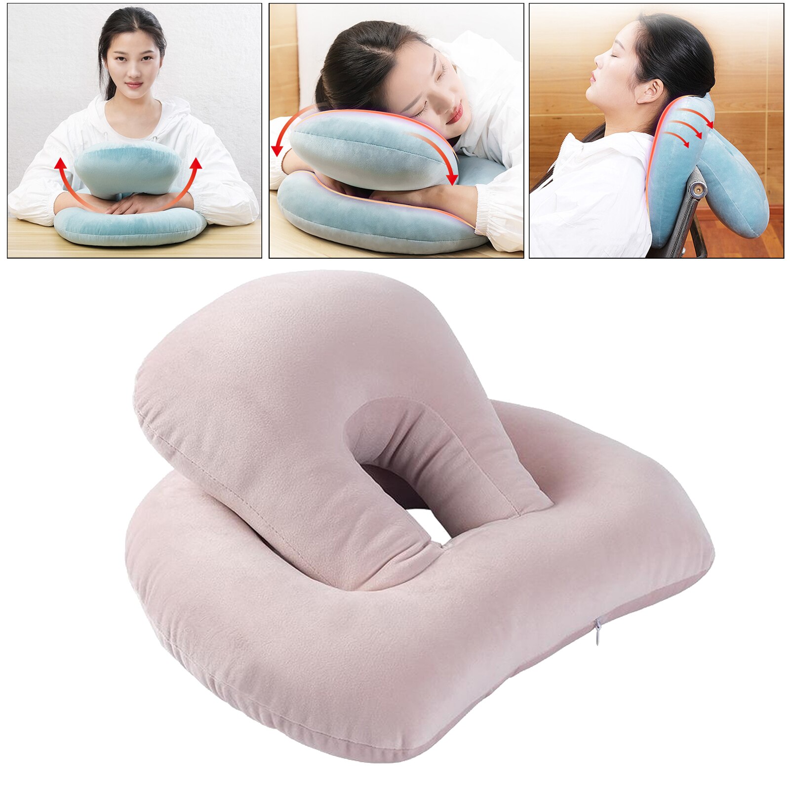 Multi-Functional Octopus Nap Pillow Neck Protector Support for Camping Desk: peach pink