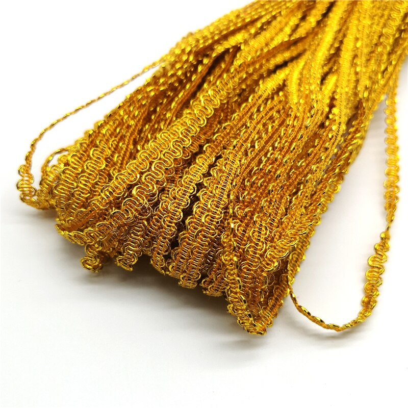Cinta de encaje ondulado de línea dorada y plateada, 5 yardas, 6mm, vestido de actuación en escenario, disfraz, adornos hechos a mano, accesorios para de boda # Ro