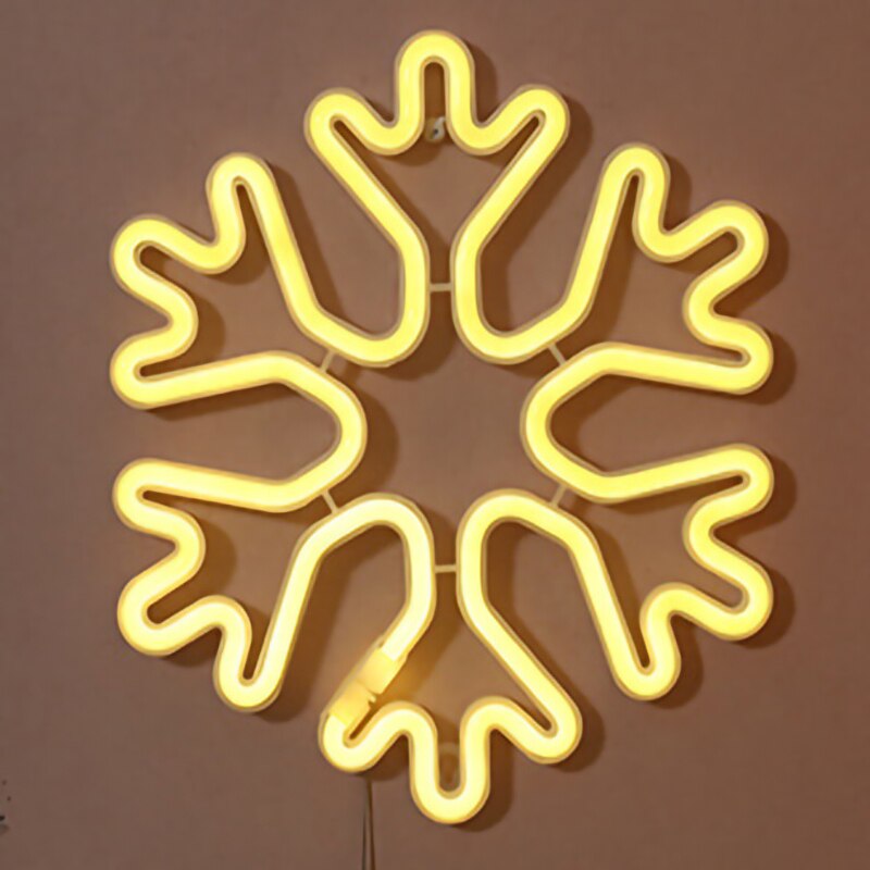 kreative LED Neon- Zeichen Licht Ebene bilden Wasserdichte Lampe für Zimmer Zauberstab Dekor Hochzeit Dekoration Weihnachten Schild Nacht Lichter: Schneeflocke / Rosa hell