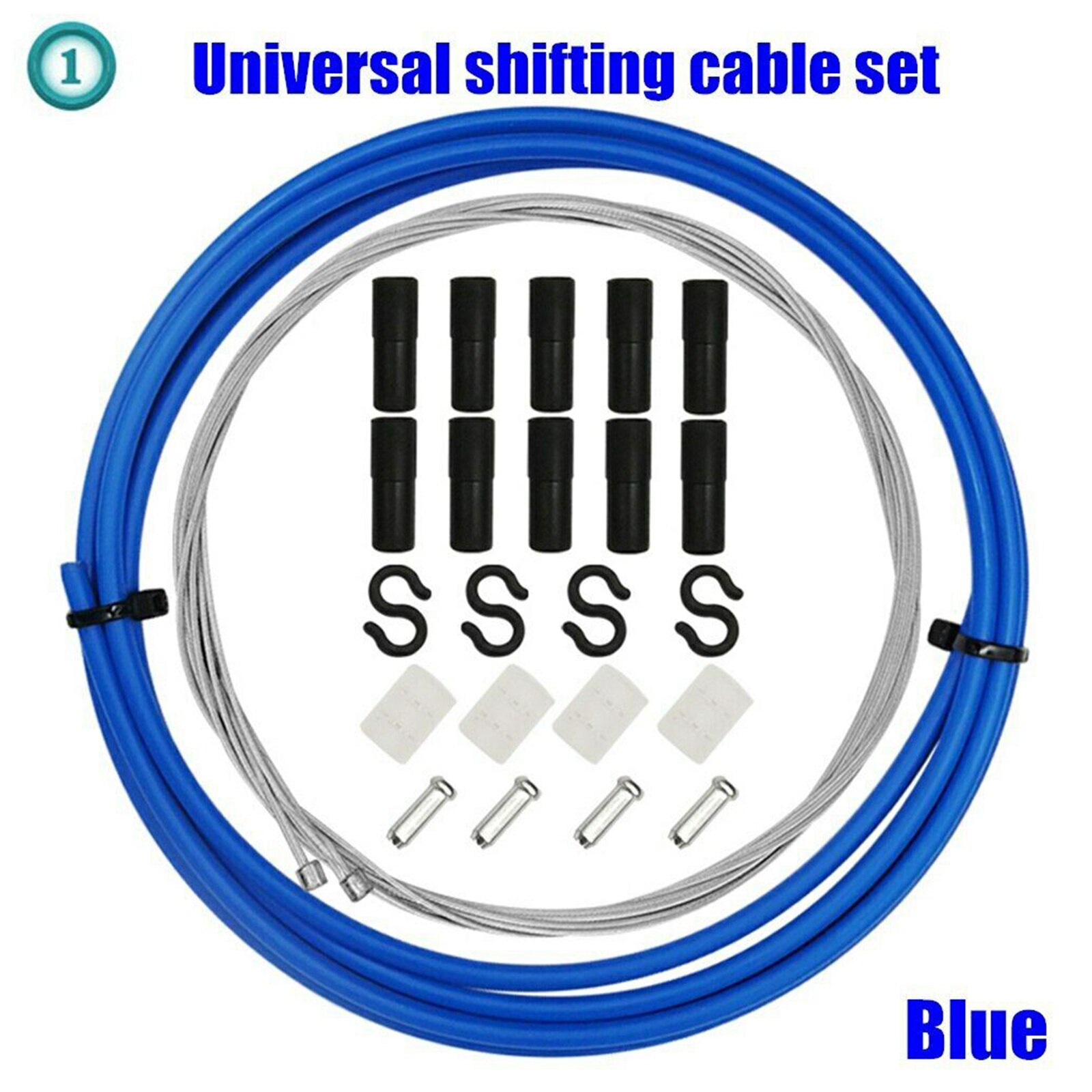 Universal Bicycle Brake & Shift Derailleur Cable (Housing & Cables) Complete Set: Blue