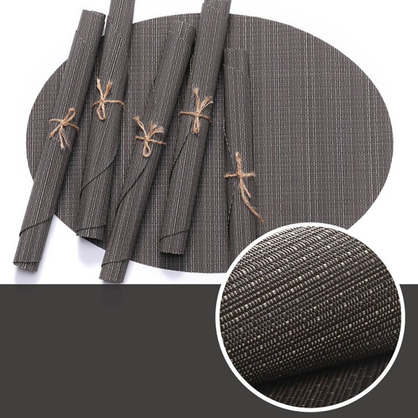 Bamboe Graan Schilderij Placemats Ovale Tafel Mat Cup Bar Mat Keuken Accessoires Pvc Adiabatische Kan Worden Gewassen Salontafel Kom pad: 4pcs-pack / Color 5