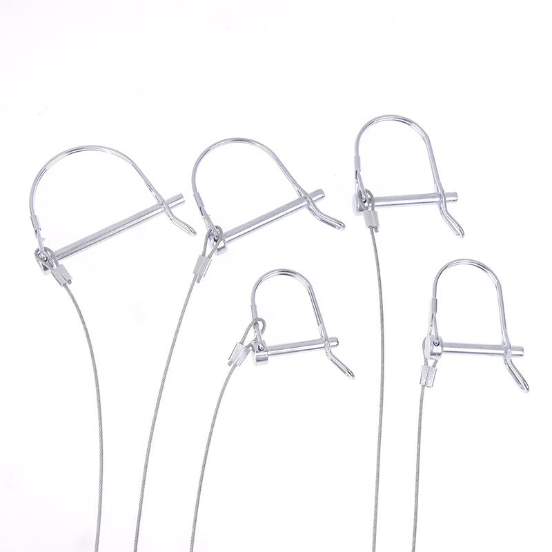 Låsestift i rustfritt stål med rundbue og anti-trykk taukoblingspinner til hagebruk på gårdsvogn