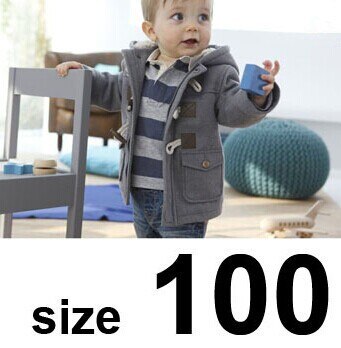Boys Winter Warmer Clothes 2 Color Kids Outerwear Coat For 1-3 Yrs Baby Thick Clothing Children Hooded Jacket: Gray 100