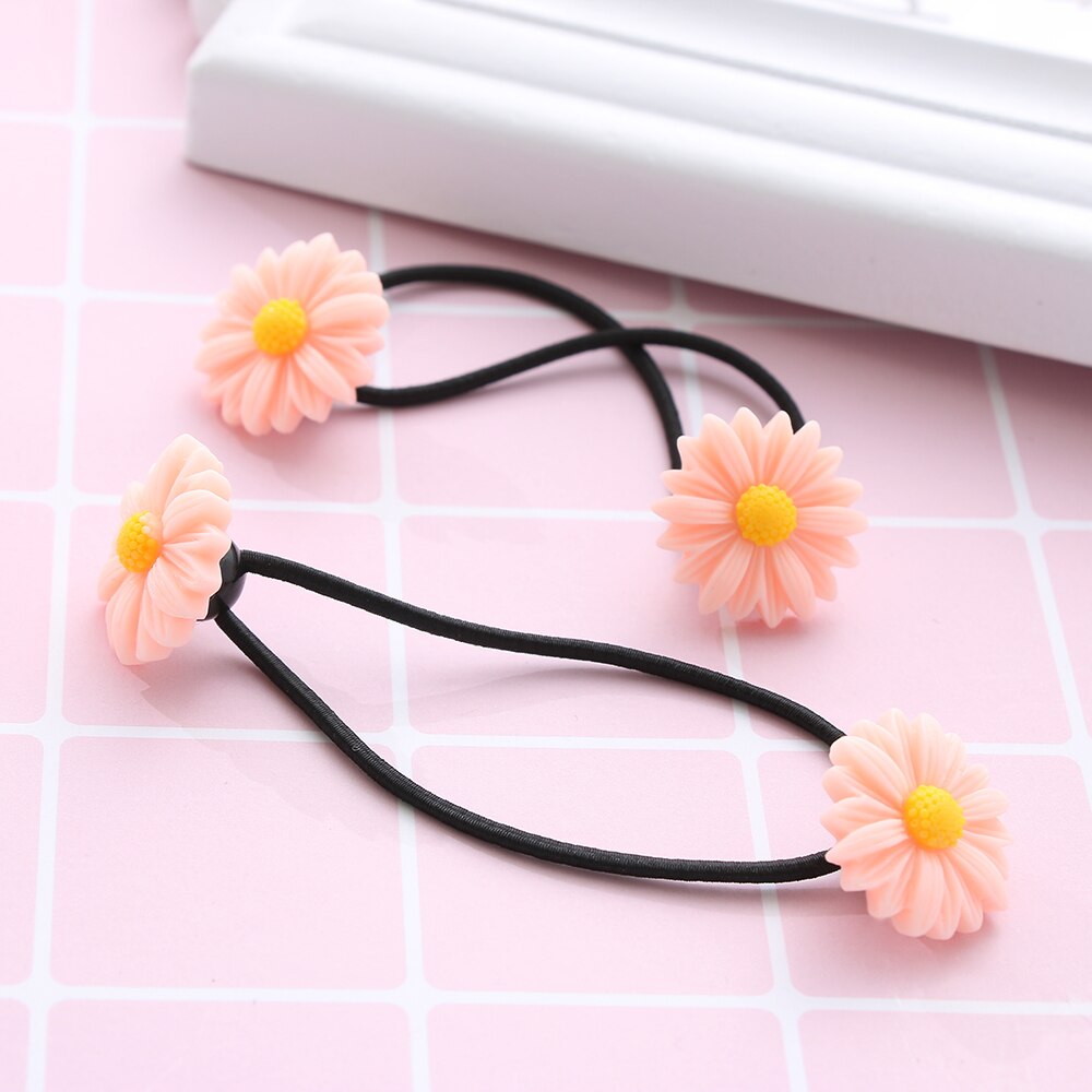 Mini coletero con de margaritas para niña y mujer, accesorio elástico para el cabello, 2 unidades