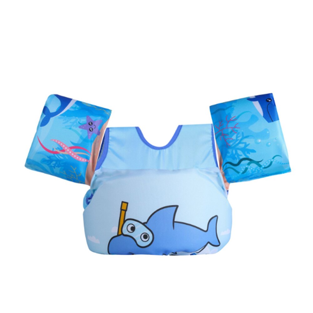 Baby opdrift dragt redningsvest badedragt tegneserie arm cirkel skum sikkerhed svømning træning tøj pool flydende svømningsring: Blå haj