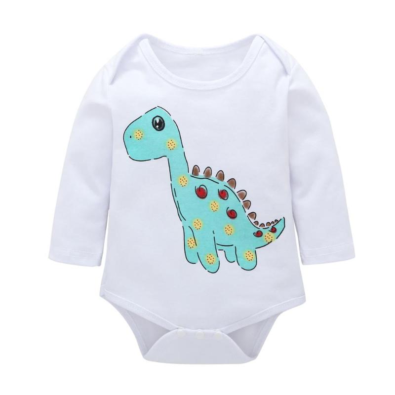 Baby Cartoon Paard Dinosaurus pak Jongen Meisje Kleding Lange Mouw Animal Print O-hals Herfst Lente Jumpsuit 0-18 M: green / 12m