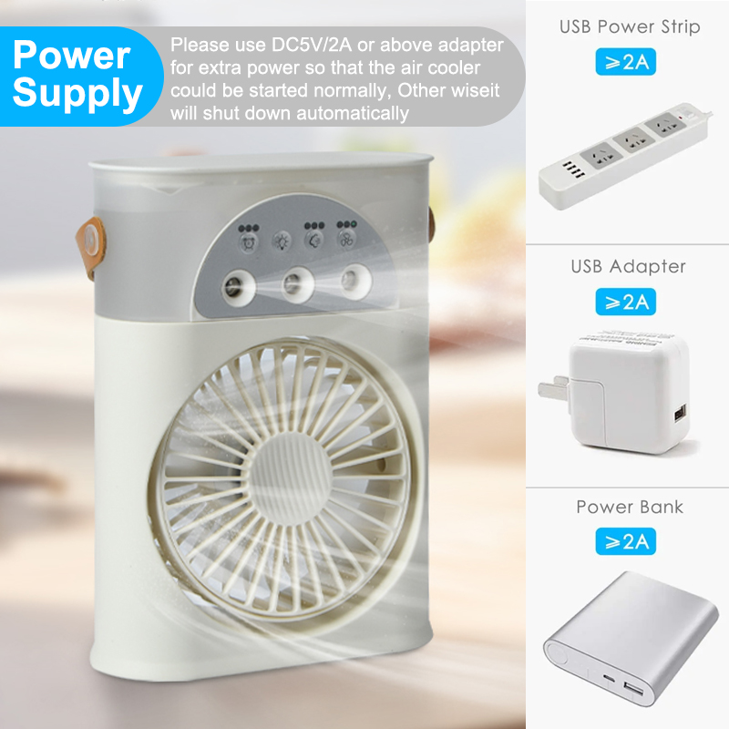 Portable Humidifier Fan AIr Conditioner Household Small Air Cooler Hydrocooling Portable Air Adjustment For Office 3 Speed Fan
