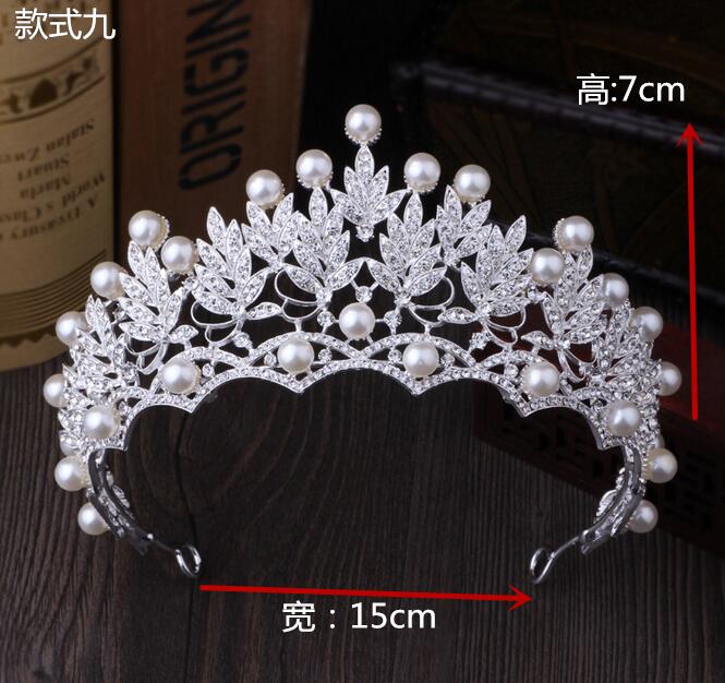 Bruidskroon, bruidshoofddeksel, haaraccessoires, parel bruidskronen, tiara's, sieraden, strass bruidstiara, hoofdband, 22 stijlen: 8