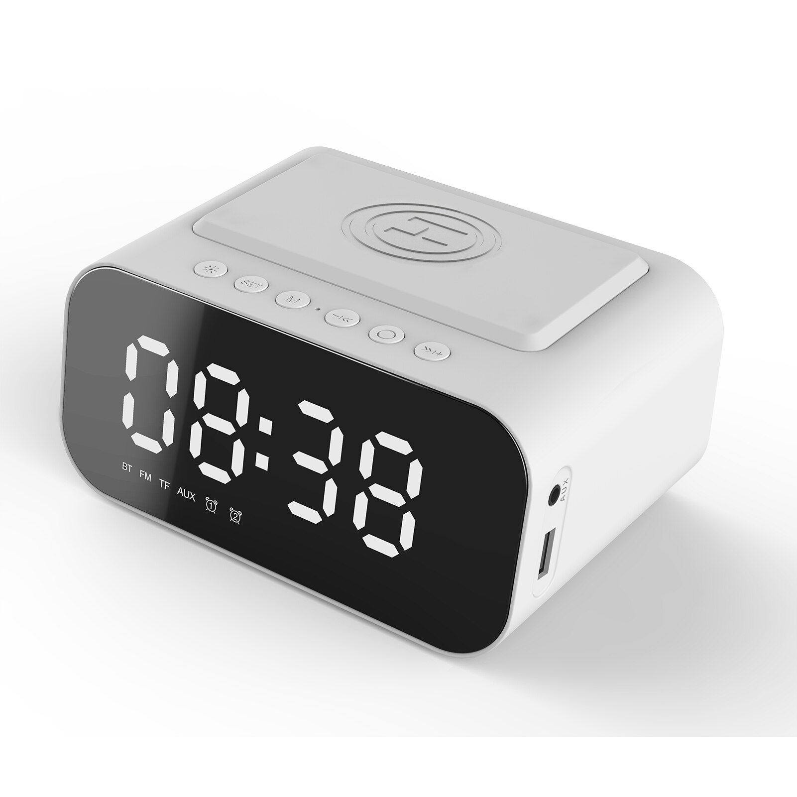 KKmoon BT Speaker LED Digital Clock Multifunctional Sound Box Desk Clock Radio Wireless Charging Device Alarm Clock Home Office