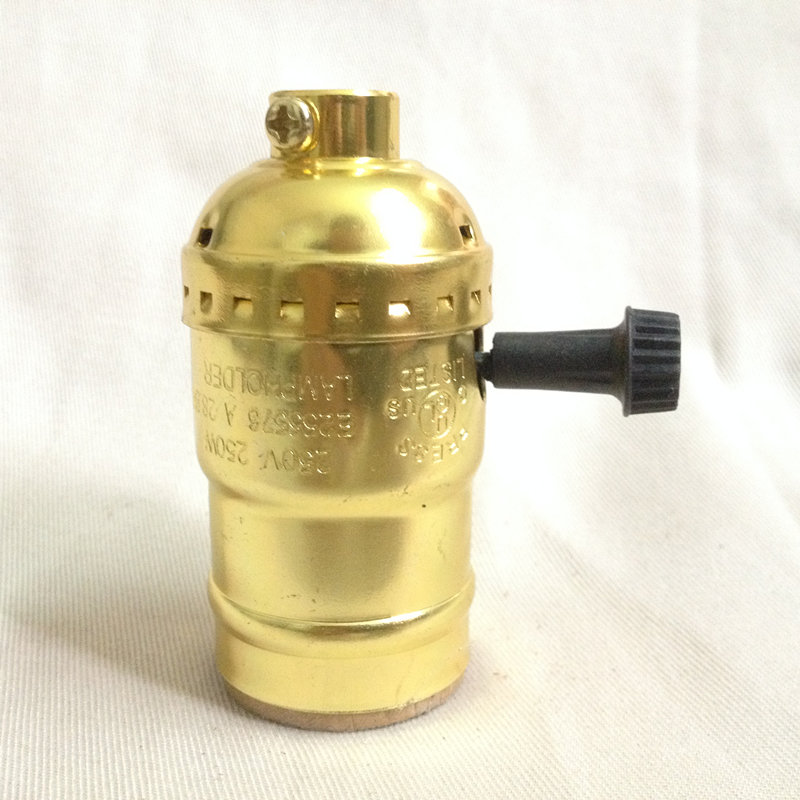Aluminiumsockel  e26 ul lamphållare 110v/220v amerikanska små lampsockelbrytare gör-det-själv lamptillbehör: Guld-