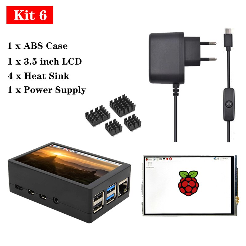 Raspberry Pi 4 Case ABS Box Behuizing Case + 3.5 inch TFT Touch Screen LCD Display of Cool Fan Koeler voor Raspberry Pi 4 Modus B