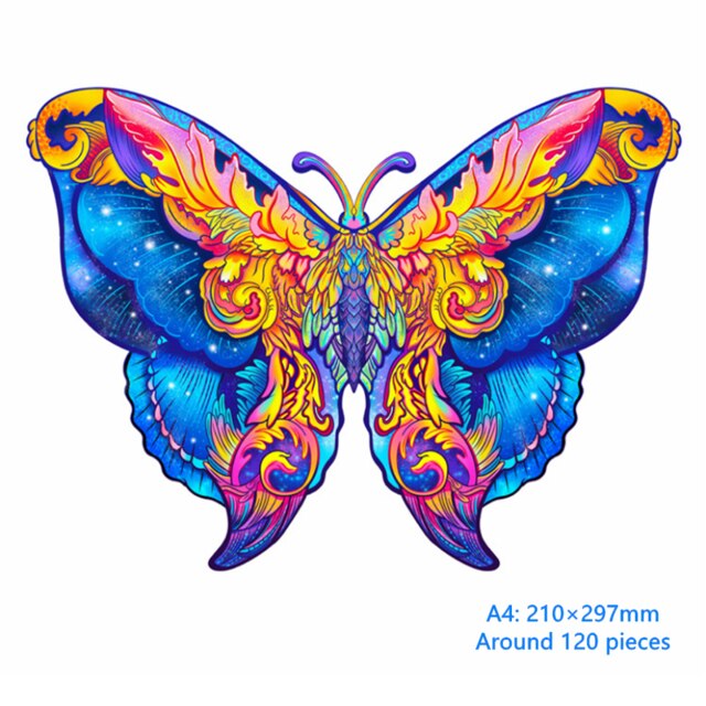 Unique Shape Wooden Animal Puzzles for Adults DIY Mysterious Owl Puzzle Animal Shaped Puzzles for Kids Jigsaw Puzzle: A4 Butterfly