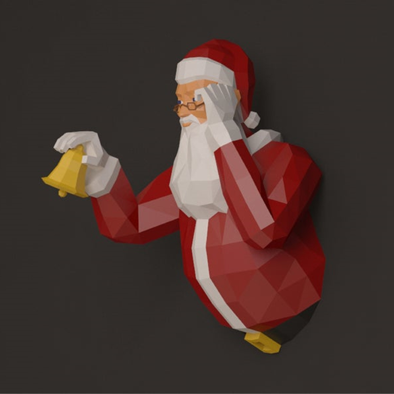 Papercraft – Sculpture 3D en papier du père noël, Sculpture en Poly bas, décoration murale de noël, jouets, , accessoires d&#39;art, DIY bricolage