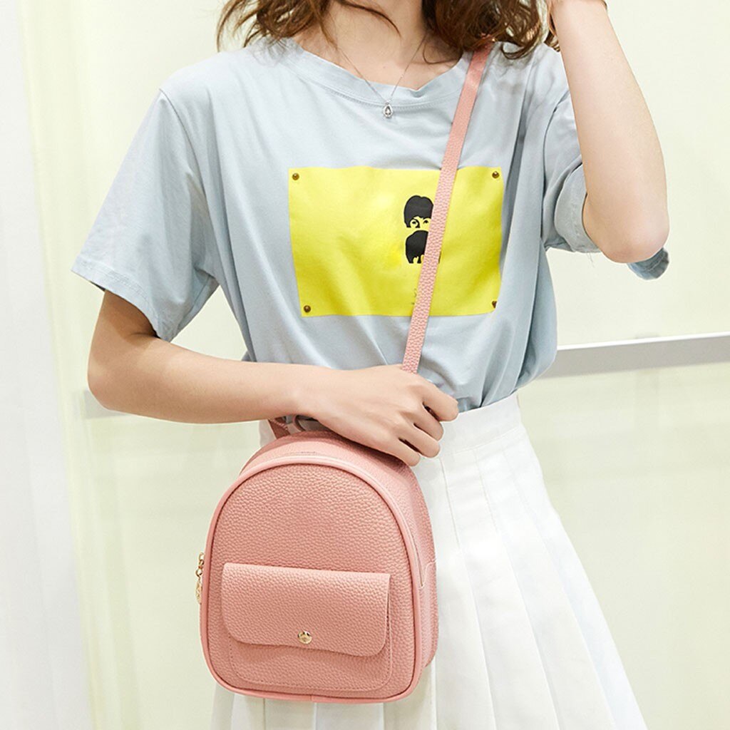 Cute Backpack Women Shoulders Solid Small Backpack Letter Purse Mobile Phone Messenger Bag Рюкзак Кожаный Женский