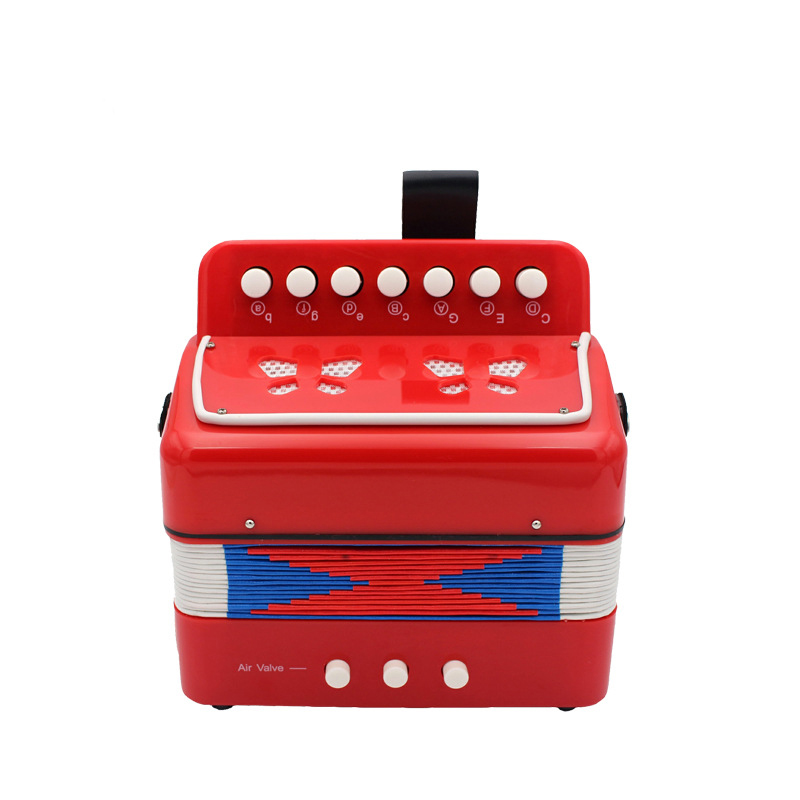 7 Button 2 Bass Accordion Mini Accordion Educational Instrument Rhythm Band Toy Children's Educational 10 Color: Red