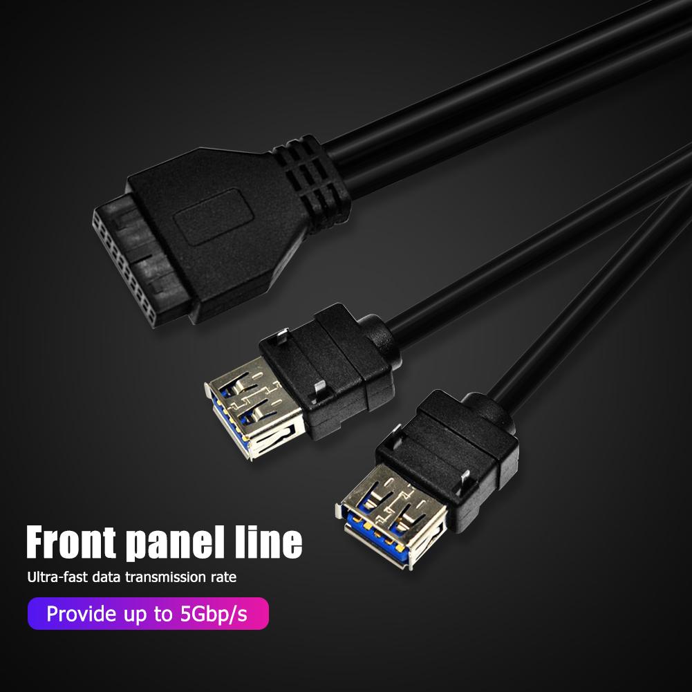 PC Case 20Pin to 2 Port USB 3.0 Front Panel Cable Adapter with Fixed Foot Plug and connector