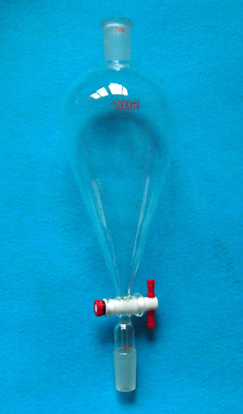 1000ml,24/40,Glass Separatory Funnel,Pear Shape,1L,PTFE Stopcock,Ground Joint