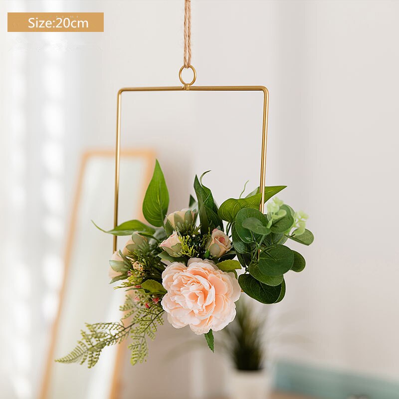 Cilected Smeedijzeren Muur Opknoping Decoratie Guirlande Hennep Touw Opknoping Kunstmatige Bloem Krans Voor Bruiloft Wandkleden Decor: A073R04