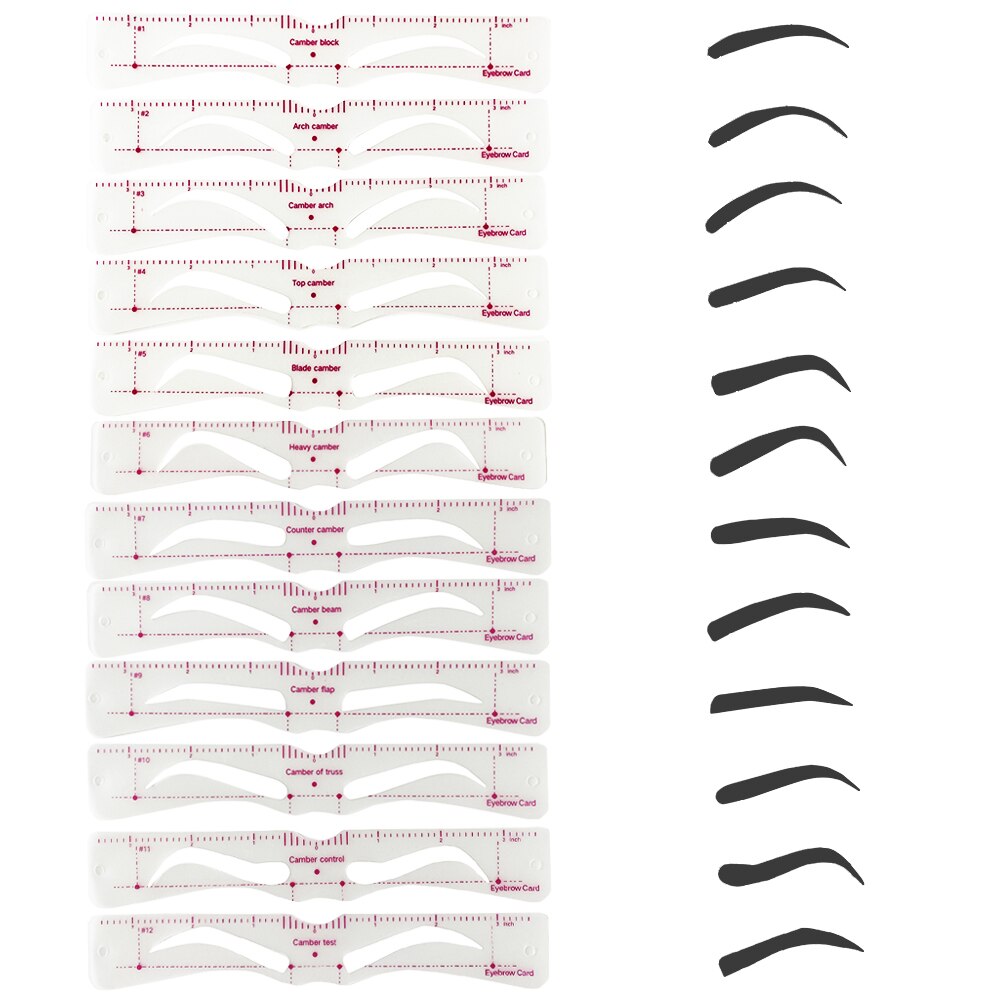 12 st återanvändbara ögonbryn stencil kort mall ögonbryn klistermärke verktyg rita perfekta ögonbryn makeup ritguide verktyg
