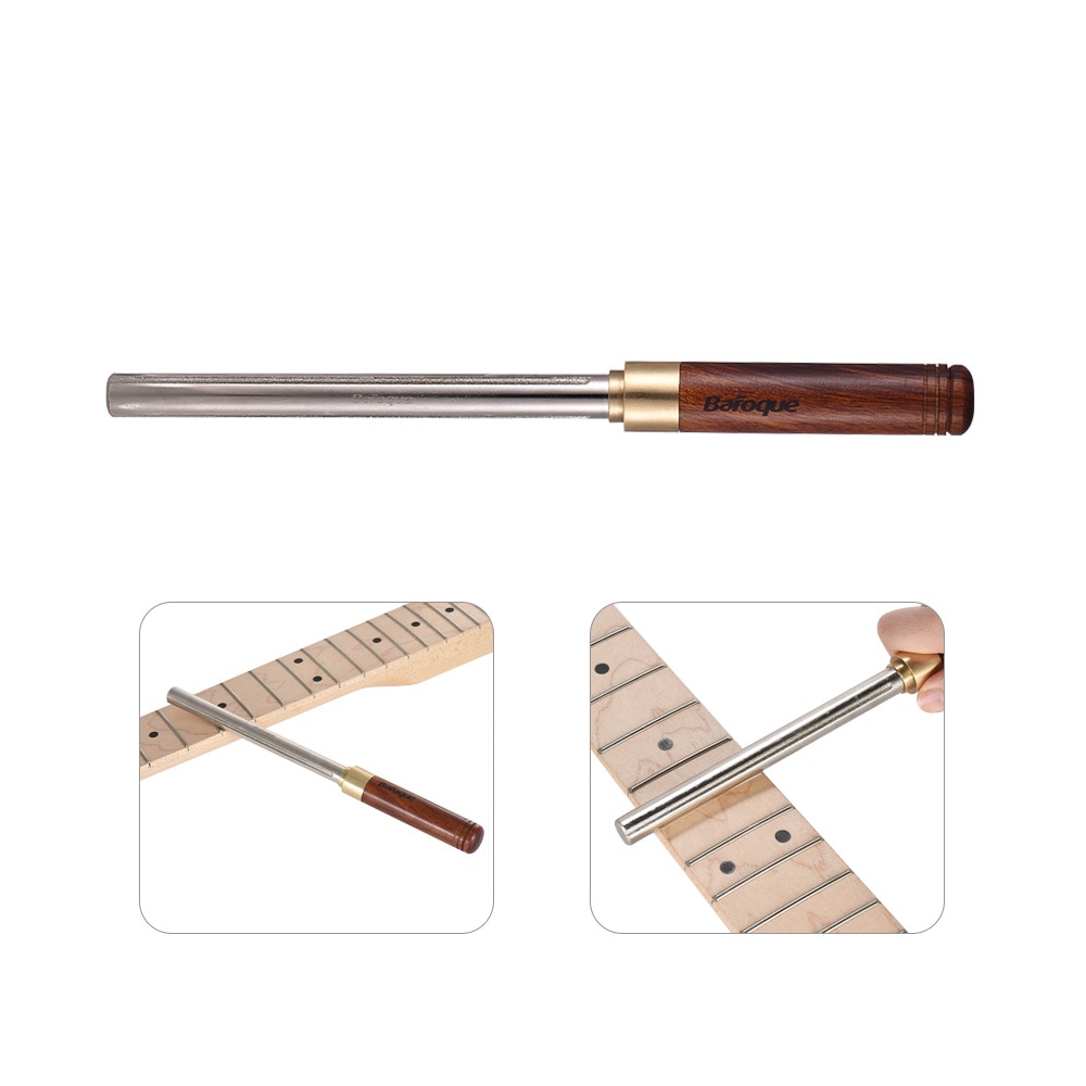 Guitar Fret File Guitar Fret Dressing Metal File with 3 Size Edges Wooden Handle Guitar Repair Tool Luthier Tool