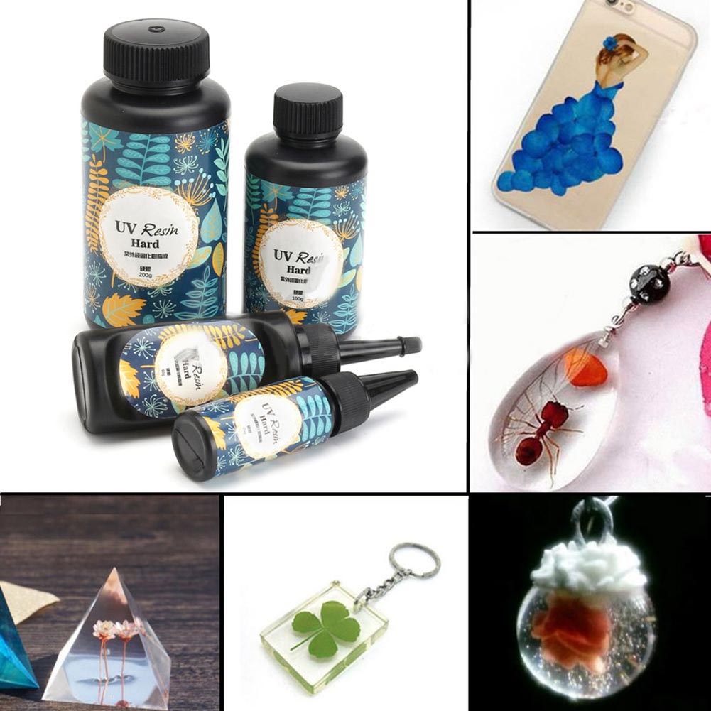 10/15/25/60/100/200g UV resina pegamento duro ultravioleta transparente LED DIY herramientas para joyas elegantes de Vintage Chic