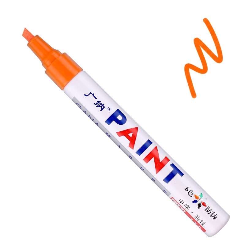 Rotulador de pintura de punta plana de colores, Graffiti, banda de rodadura de neumático de coche, CD, Metal, madera, marcador impermeable aceitoso permanente, suministros para escuela y oficina MP4: Naranja