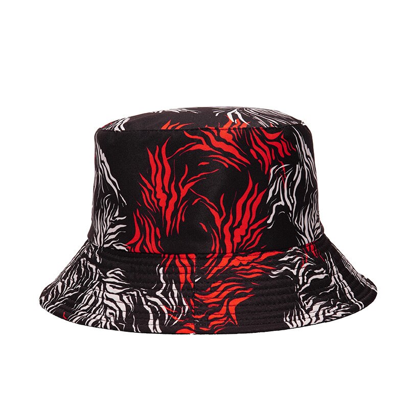 Korean Harajuku Hat Reversible Bucket Hats Men Dragon Print Hip Hop Caps Women Fishing Fisherman Hat: M29 2