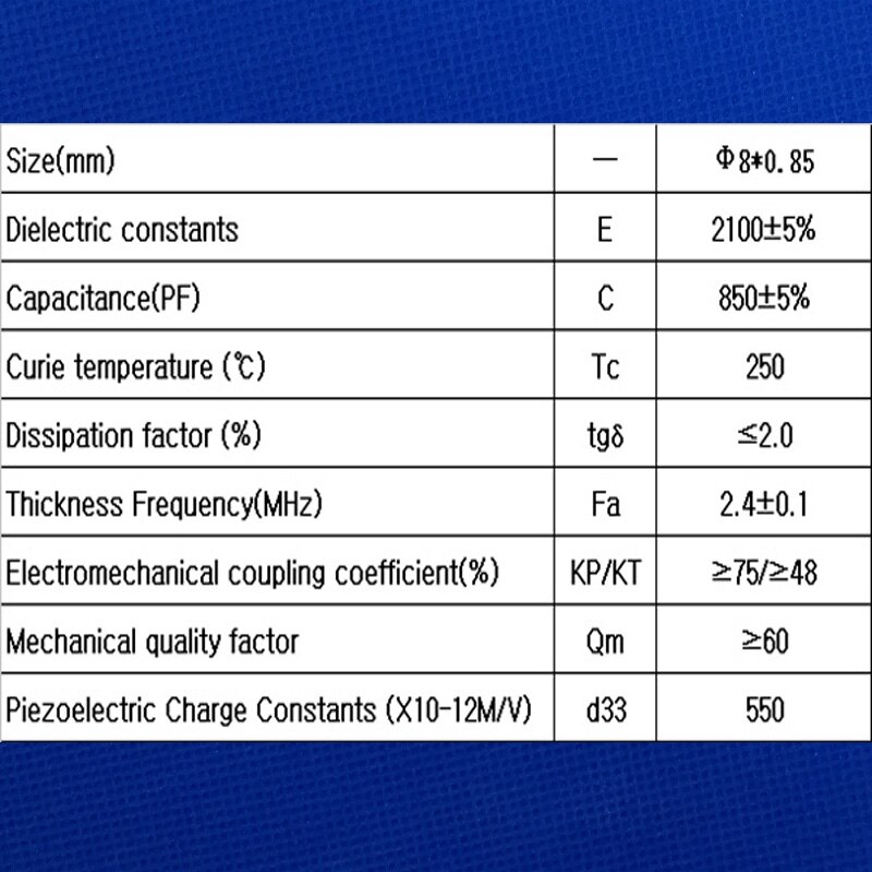 Piezokeramikscheibe 8x0. 85mm-PZT5X-2.4MHz Piezo Kristall Festplatten PZT Kristalle Chips Sensor PZT Vibration Chips PZT Elemente