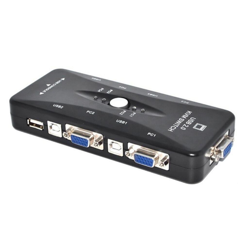 Video Cable Adapter Synchronization Kvm Laptop Computer Connection 4 Port Stable Transfer Data VGA Splitter Anti-interference: With Cables