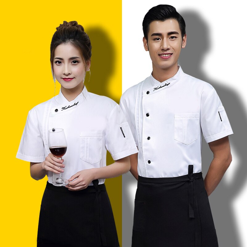 Chef Workwear Men's Short Sleeve Summer Breathing Hotel Catering School Canteen Staff Female Chef Clothes Kitchen Tops