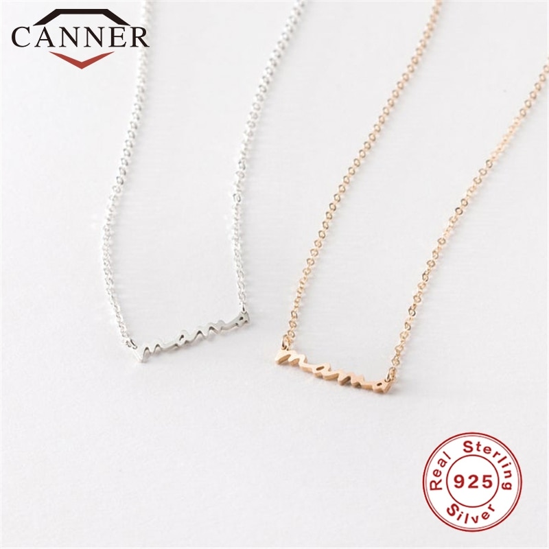 925 Sterling Zilver Brief Mom Hanger Ketting Voor Moeder Eenvoudige Gladde Sleutelbeen Keten Ketting Sieraden Moederdag