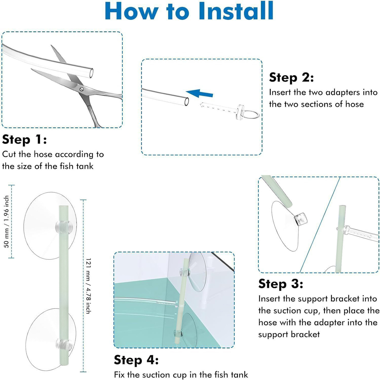Flytande växtstaket för fisktankar förbättrar akvarievattenstaket växthölje avskiljarslanglängd : 25.6 tum