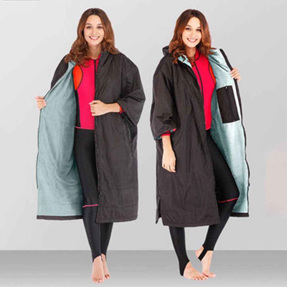 Droog Gewaad Waterdichte Capuchon Poncho Nat Pak Dryrobe Met Microfiber Badstof Voering: Black Blue