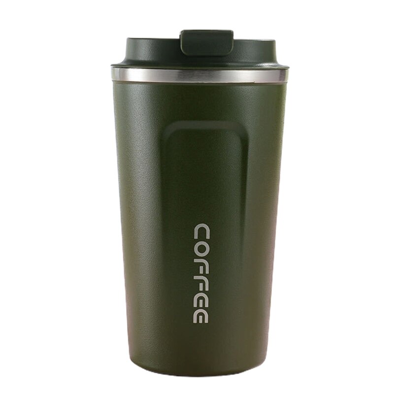 Edelstahl Thermoskanne Tasse dicht Thermo Tasse Reise Thermoskanne Tasse Glas Wasser Flasche Kaffee Tassen Reise Becher Isoliert tasse: Grün