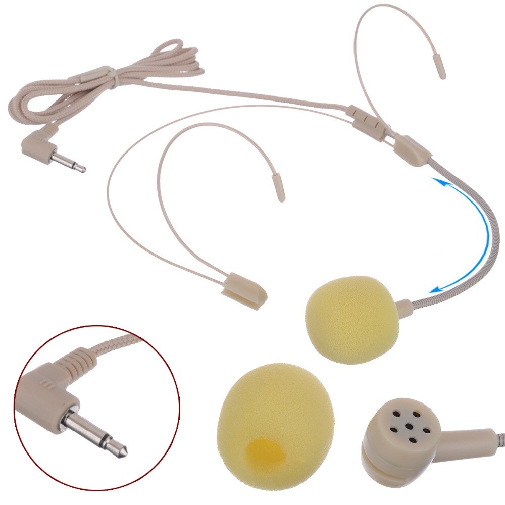 Juego de auriculares con doble gancho para la oreja, cabezal de micrófono con cable, auriculares multifuncionales, micrófono con Mini enchufe de 3,5mm para podio Speech