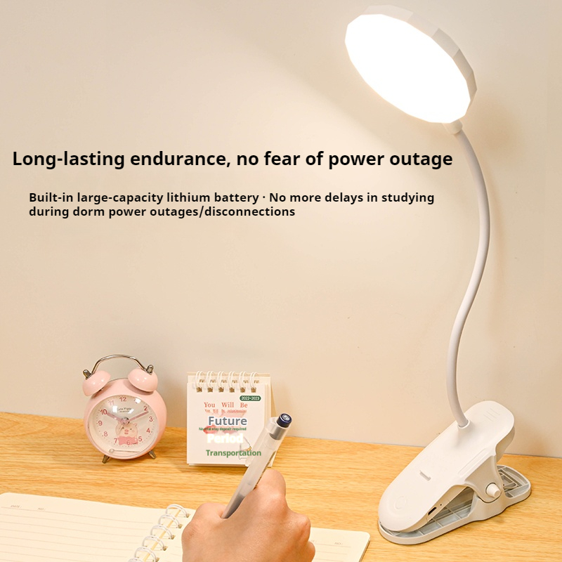 Lampada da tavolo a portato portatile con clip Lampada da scrivania con clip ricaricabile USB Lampada da lettura per letto Luce notturna tocco 3 modalità di attenuazione Luce di protezione degli occhi