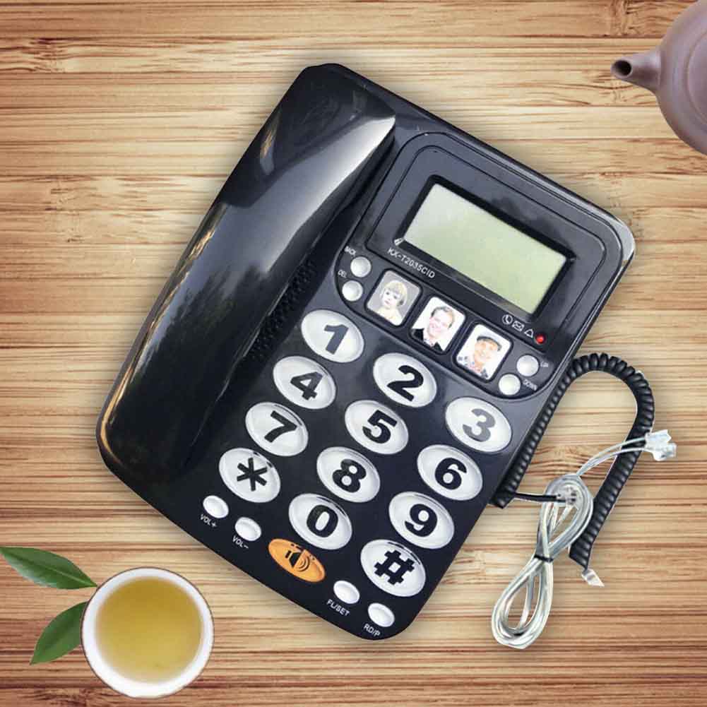 KX 2035CID Office Loud Sound Corded Telephone Business Mini Portable Fast Dial Big Button Caller ID Landline FSK DTMF Home Phone: Black