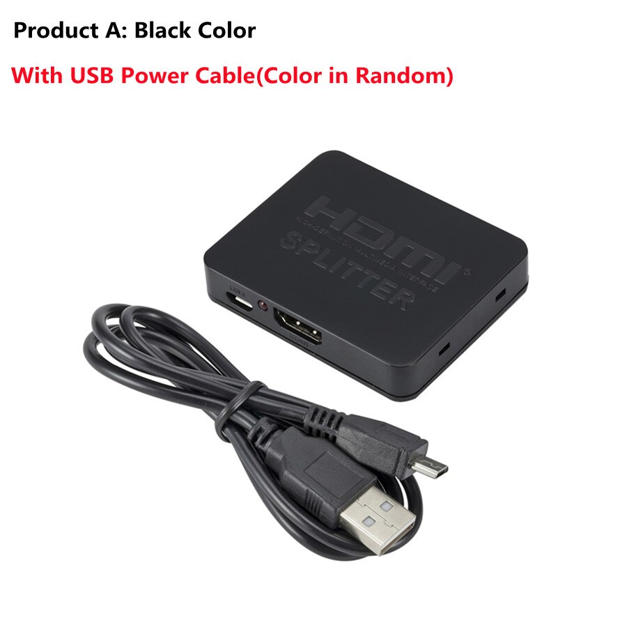 4K HDMI Splitter Full HD 1080p HDCP 4K Splitter Switch Switcher 1X2 Split Amplifier Dual Display For DVD For PS3 HDTV 1 in 2 Out: Black Color