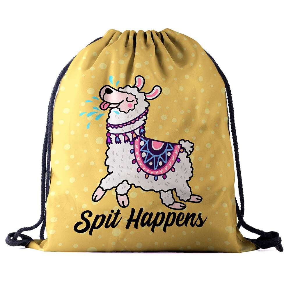 Rugzak trekkoordtas 3d print alpaca dames heren dagelijks casual meisjes mochila knapzak vrouwelijk bundel zak touw tassen
