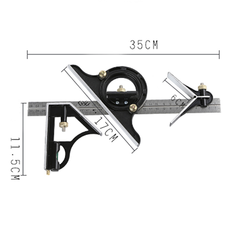 3 in 1 Combination Square Angle Finder Protractor 45 or 180 degree Adjustable Separable Ruler 300mm Woodworking Measuring Tools