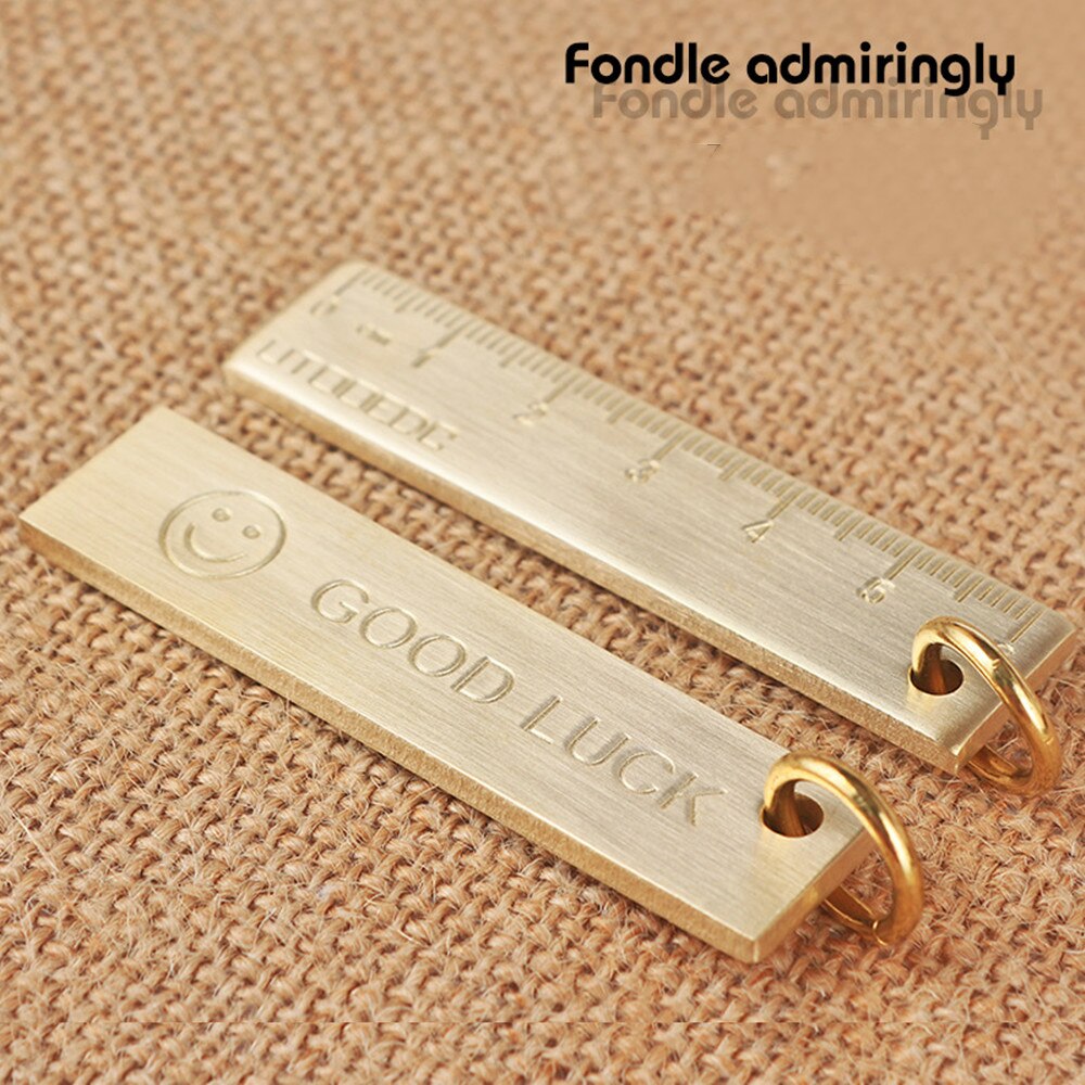 Retro 0-6cm Mini Copper Key Pendant Ruler Keychain Ruler Stationery Small Copper Ruler Golden Plate Drafting Supplies Rulers