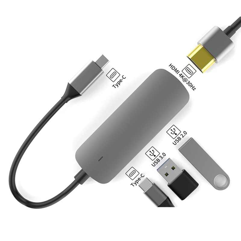 4-in-1 Type-C Hub Laptop Computer Peripheral Docking Station USB Adapter