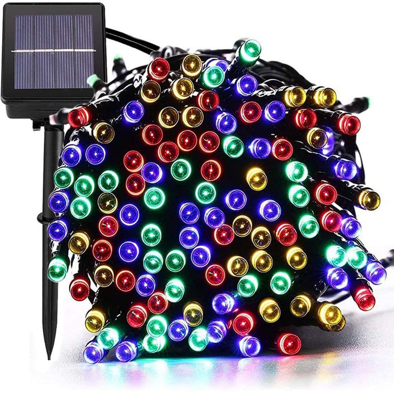22M 200led Solar Led String Light 12M 100LED Rgb Enkele Kleur Decoratie Licht Voor Kerstmis Tuin outdoor Fairy