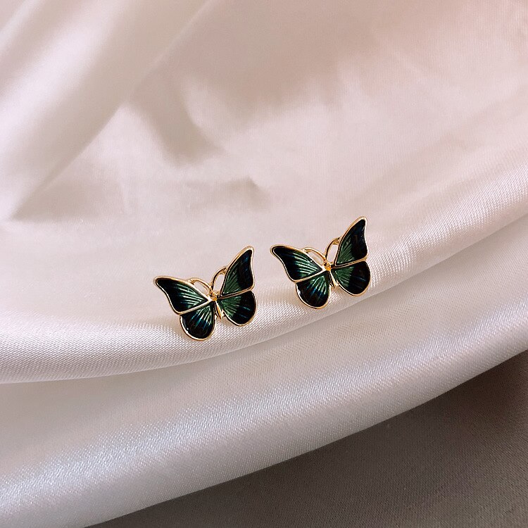 kristall Schmetterling Zucht Ohrringe Für Frauen Grün Rosa Lila Nette Koreanische Schmuck Frauen Ohrring Bricons: e838