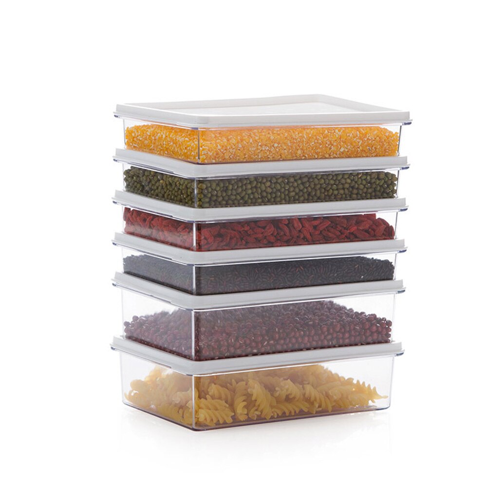 2pcs 700ml Kitchen Sealed Crisper Refrigerator Storage Boxes Rectangular Food Container for Fruit Meat Cereal (Short Version)