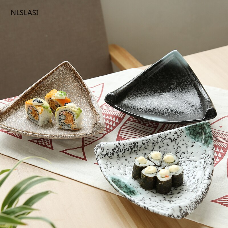 Japanese sushi plate ceramic dessert plate irregular snack plate odd-shaped retro special-shaped tableware set plate